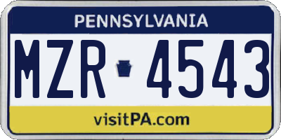 PA license plate MZR4543