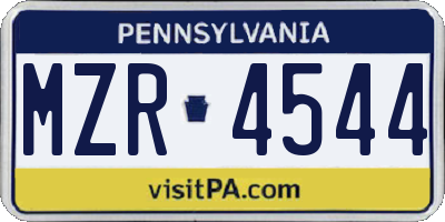PA license plate MZR4544