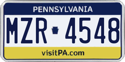 PA license plate MZR4548