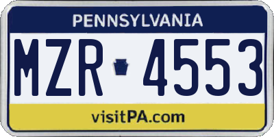PA license plate MZR4553