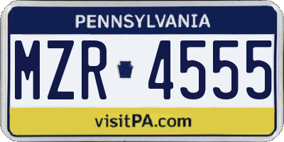 PA license plate MZR4555