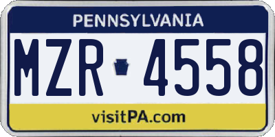 PA license plate MZR4558