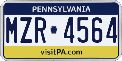 PA license plate MZR4564