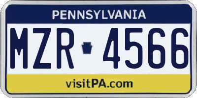 PA license plate MZR4566