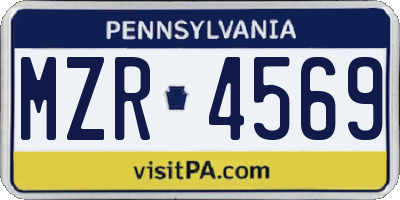 PA license plate MZR4569
