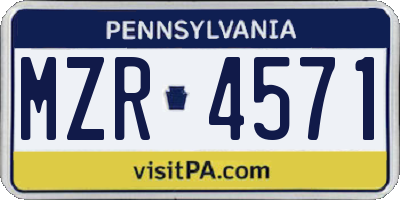 PA license plate MZR4571