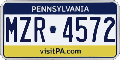 PA license plate MZR4572
