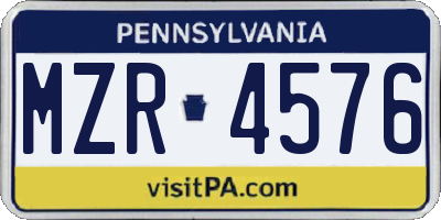 PA license plate MZR4576