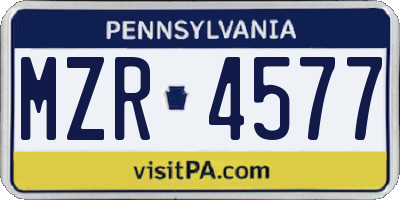 PA license plate MZR4577