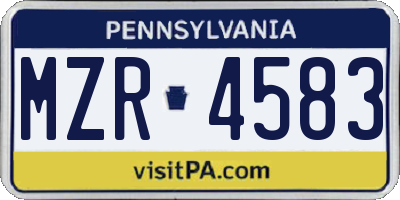 PA license plate MZR4583