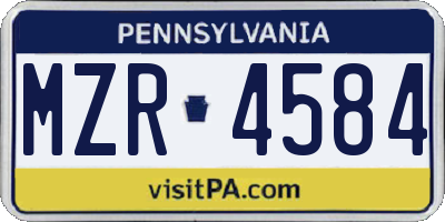 PA license plate MZR4584