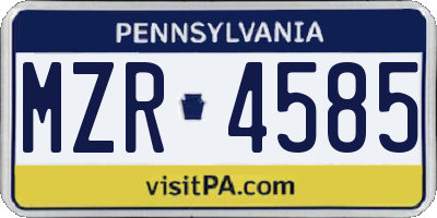 PA license plate MZR4585