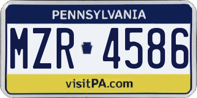 PA license plate MZR4586