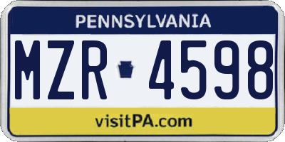 PA license plate MZR4598
