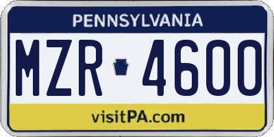 PA license plate MZR4600