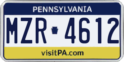 PA license plate MZR4612