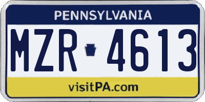 PA license plate MZR4613