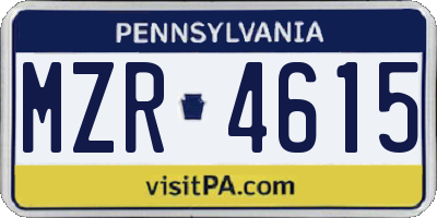 PA license plate MZR4615