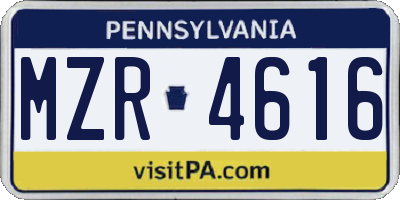 PA license plate MZR4616