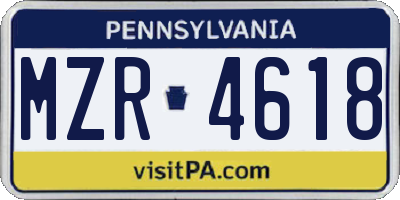 PA license plate MZR4618