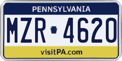 PA license plate MZR4620