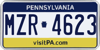 PA license plate MZR4623
