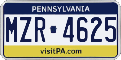 PA license plate MZR4625