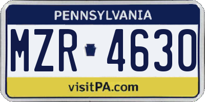 PA license plate MZR4630