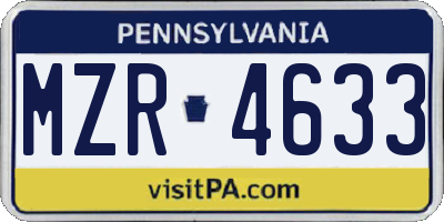 PA license plate MZR4633