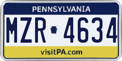 PA license plate MZR4634