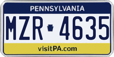 PA license plate MZR4635