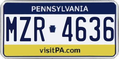 PA license plate MZR4636