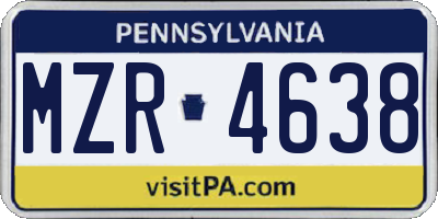 PA license plate MZR4638