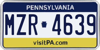 PA license plate MZR4639