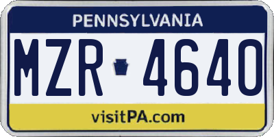 PA license plate MZR4640
