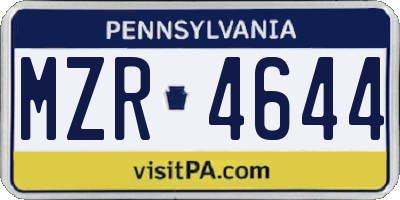 PA license plate MZR4644