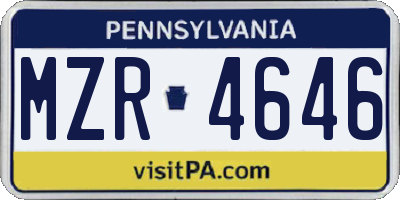 PA license plate MZR4646