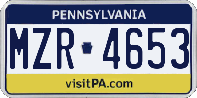 PA license plate MZR4653