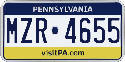 PA license plate MZR4655