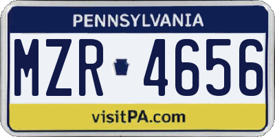PA license plate MZR4656