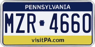 PA license plate MZR4660
