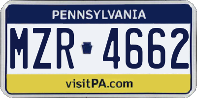 PA license plate MZR4662
