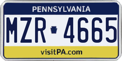 PA license plate MZR4665