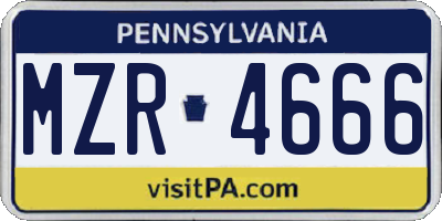 PA license plate MZR4666