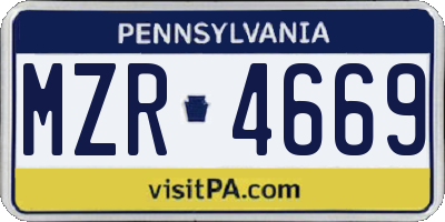 PA license plate MZR4669
