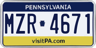 PA license plate MZR4671