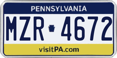 PA license plate MZR4672
