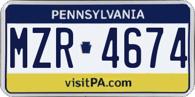 PA license plate MZR4674
