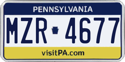 PA license plate MZR4677