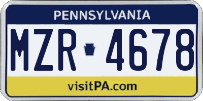 PA license plate MZR4678